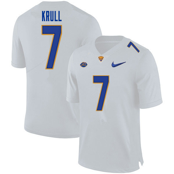 Men #7 Lucas Krull Pitt Panthers College Football Jerseys Sale-White